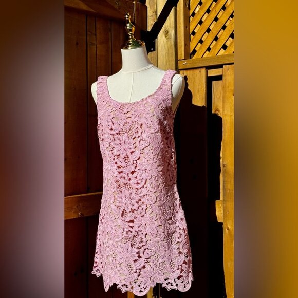 🆕 SELF PORTRAIT 🧿 NWOT Floral Lace Mini Shift Dress, Sz US 4 / UK 8 - Picture 3 of 16
